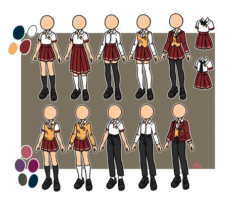 School Uniform Ideas Drawing, School Uniform Outfits Drawing, Magic Academy Uniform, Anime Battle, School Uniform Pants, Pants Drawing, School Hallways, Clothes Reference, School Uniform Outfits