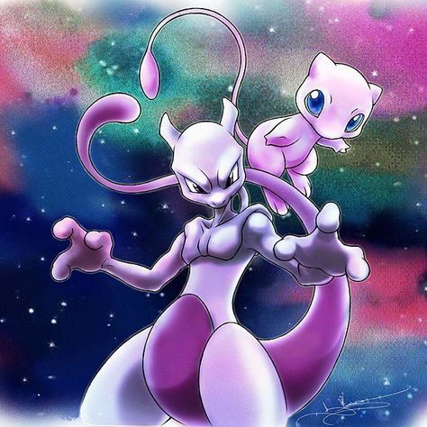 Artist: Itsbirdy | Pokémon | Mew | Mewtwo Pokemon Mewtwo, Mew And Mewtwo, Pokemon Mew, Pokemon Tattoo, Pokemon Eevee, Pokemon Comics, Pokemon Drawings, My Pokemon, Cool Pokemon