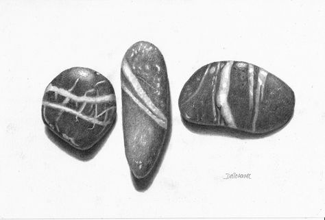 "Three pebbles" original fine art by Dietrich Moravec Graphite Illustration, Rock Tattoo, Graphite Art, Rock And Pebbles, Cool Pencil Drawings, Sea Art, Fish Painting, Watercolor Inspiration, Chiaroscuro