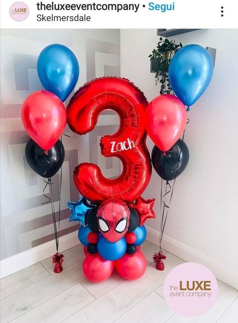 Piñata Cars, Spiderman Theme Party, Spiderman Birthday Party Decorations, Spiderman Decorations, Balloon Arrangement, Balloon Numbers, Spiderman Birthday Cake, Marvel Birthday Party, Spiderman Birthday Party