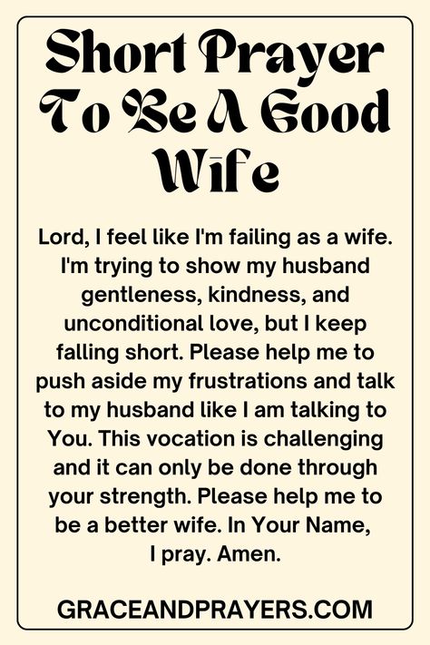 Are you seeking prayers to be a better wife? Just as your husband tries to be better, we hope that our 7 prayers will help you be a better partner! Click to read all prayers to be a better wife. Prayers As A Wife, Prayer To Be A Good Wife, How To Be A Better Wife, Couple Affirmations, Being A Better Wife, Be A Better Partner, Comforting Prayers, Becoming A Wife, Be A Better Wife