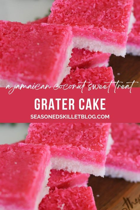 Grater Cake Jamaican, Jamaican Coconut Drops, Jamaican Deserts, Jamaican Dessert Recipes, Grated Coconut Recipes, Jamaican Appetizers, Jamaican Cake, Jamaican Dessert, Caribbean Desserts