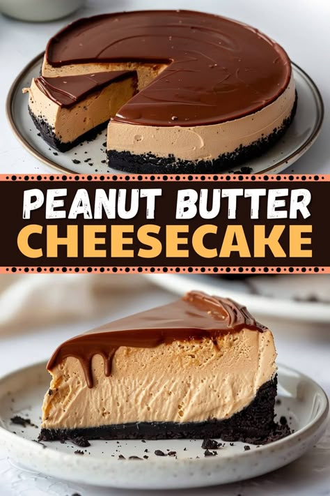 Homemade Peanut Butter Cheesecake, Cheesecake Recipes With Chocolate, Peanut Butter Chocolate Chip Cheesecake, Peanut Butter Cheesecake Cupcakes, Cheesecake Recipes Peanut Butter, Pb Cheesecake, Peanut Butter Cake Ideas, Easy Peanut Butter Cheesecake, Peanut Cheesecake