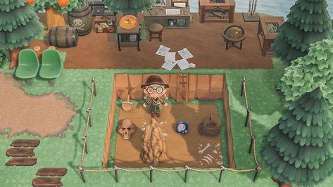 Animal Crossing Excavation Site, Animal Crossing Bug Area, Acnh Archeology, Acnh Archeology Site, Animal Crossing Archaeology, Animal Crossing Campground, Rock Ideas Animal Crossing, Acnh Dig Site Ideas, Dig Site Acnh