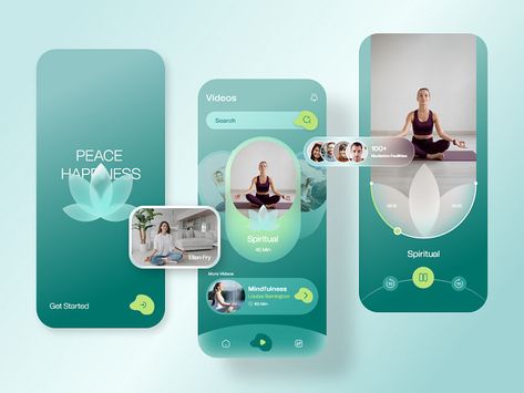 Meditation Mobile App Design Meditation App Ui, Calm App, Iphone Ui, Meditation App, Wellness Apps, World Wallpaper, Meditation Apps, Fitness App, Health Design