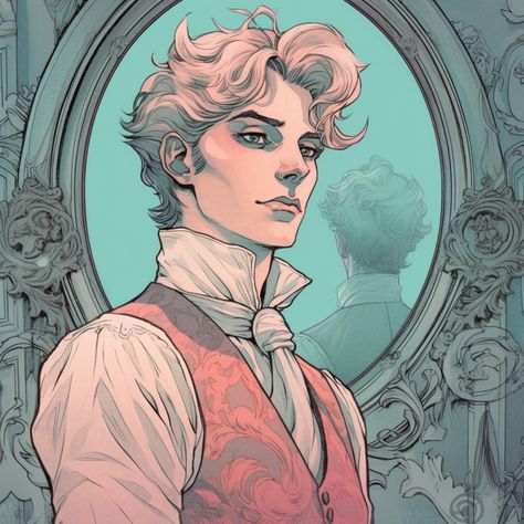 Gentleman Art Character Design, Fantasy Artist Reference, Victorian Man Drawing, Victorian Gentleman Character Art, Regency Character Art, Aristocrat Character Design, Mirror Art Drawing, Victorian Man Art, Victorian Character Design Male