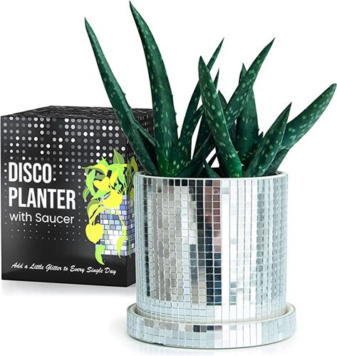 Disco Ball Vase, Disco Planter, Cacti Flowers, Disco Ball Planter, Mirror Disco Ball, Glass Mirror Tiles, Disco Ball Decor, Desk Flowers, Pots For Indoor Plants