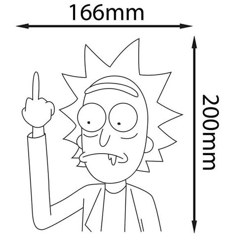 Rick and Morty White Vinyl Sticker Sanchez Middle Finger Character Tattoos, Rick And Morty, Cartoon Character, Coloring Pages, Paint, Tattoos, Colouring Pages