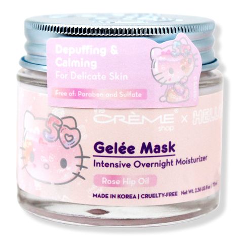 Hello Kitty 50 Intensive Overnight Moisture Gelee Mask - The Crème Shop | Ulta Beauty Hello Kitty Beauty Products, Kawaii Skincare Products, Hello Kitty X Creme, Hello Kitty Face Mask, Hello Toothpaste, The Creme Shop Hello Kitty, Creme Shop Hello Kitty, Kitty Room, Hello Kitty Room Decor