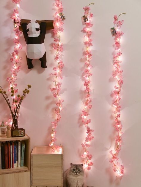 Free Returns ✓ Free Shipping On Orders $49+ ✓. 1pc Artificial Flower Vine String Light With 20pcs Bulb- Decoration Lightings at SHEIN. Yard String Lights, Mothers Day Decor, Wedding Wall Decorations, Wedding Wall, Sakura Flower, Christmas Bedroom, Novelty Lighting, Cute Bedroom Decor, Room Makeover Bedroom