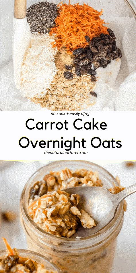 These Carrot Cake Overnight Oats require no cooking and are loaded with carrots, shredded coconut, raisins and the classic flavors you are looking for! Easily vegan, dairy-free, and gluten free. #veggieloaded #vegan # vegetarian #nocook #breakfast Oats In A Jar, Carrot Cake Overnight Oats, Cake Overnight Oats, Cheese Sauces, Overnight Oats Recipe Easy, Best Overnight Oats Recipe, Overnight Oatmeal Recipes, Oat Recipes Healthy, Overnight Oats Recipe Healthy