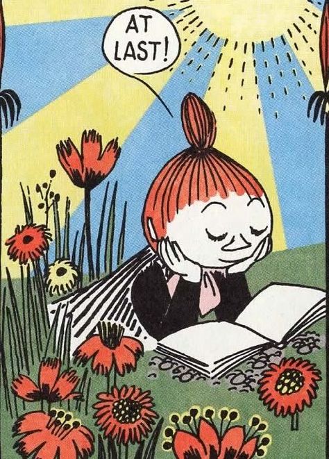 backstreetsbackalright: The Mymble’s Daughter, from a 1956 Moomin comic strip by Tove Jansson, recently collected and colorized in Drawn & Quarterly’s Moomin Builds a House. Moomin Comic, Moomin Valley, Tove Jansson, Up Book, Reading A Book, High Risk, Girl Reading, New Wall, Office Work