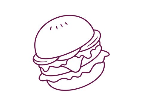 Burger Style 🍔🍔 on Behance Burger Tattoo Design, Burger Vector Illustration, Burger Illustration Design, Burger Illustration Graphics, Burger Graphic Design, Burger Sketch, Burger Tattoo, Oak Tattoo, Plant Based Burger