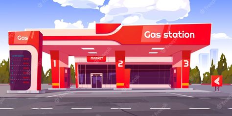 Free Vector | Cartoon gas station background Gas Station Background, Station Background, Gacha Backgrounds, Gas Stations, Private Company, Easy Doodles Drawings, Vector Cartoon, Cars And Trucks, Simple Doodles