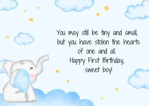 25 Sweet First Birthday Wishes, Messages, and Quotes for Baby Boy On His 1st Birthday First Birthday Card Ideas, Happy First Birthday Boy, Birthday Quotes For Baby Boy, Birthday Baby Boy, First Birthday Quotes For Son, Quotes For First Birthday, Happy 1st Birthday Nephew, Happy Birthday Baby Boy, 1st Birthday Quotes For Daughter