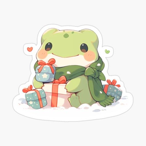 Christmas Frog, Personajes Studio Ghibli, Frog Illustration, Funny Frogs, Chibi Characters, Kawaii Stickers, Big Art, Cute Frogs, Christmas Drawing