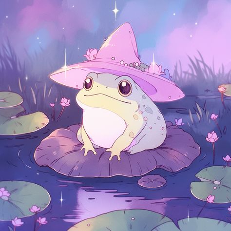 Frog Sitting On Lily Pad, Frog And Lily Pad Drawing, Toad On Lily Pad, Frogs On Lily Pads Drawing, Frog Lily Pad Drawing, Frog Pond Painting, Frogs Real, Frog Sitting Drawing, Frog On Lily Pad Tattoo