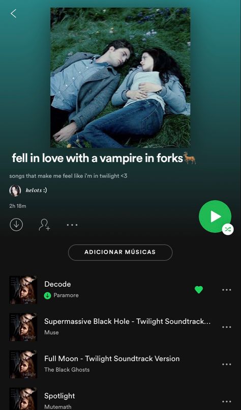 Twilight Spotify Playlist, Twilight Playlist, Twilight Baseball, Vampire Song, Twilight Music, Twilight Soundtrack, Tiktok Songs, Twilight Moon, Twilight Photos