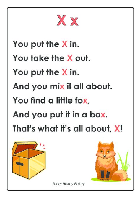 Phonics – Letter X Letter X Preschool, Letter X Activities For Preschool, Letter X Activities, Letter Poems, Abc Printable, Preschool Poems, Letter Song, Classroom Songs, Preschool Letter