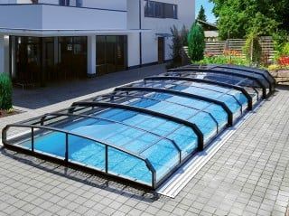 Retractable swimming pool enclosure OCEANIC low Swim Spa Deck, Retractable Pool Cover, Pool Screen Enclosure, Swimming Pool Enclosures, Screened Pool, Pool Repair, Pool Enclosures, Patio Enclosures, Luxury Pools