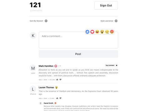 Comment Section by Kyle Bridges Article Website, Facebook Emoji, Beautiful Web Design, Digital Marketing Design, Ui Design Website, Portfolio Web Design, App Ui Design, Ux Web Design, Web App Design