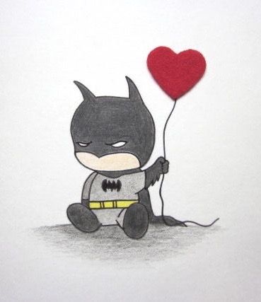 Batman Valentines Drawing, Batman Valentines Cards, Cute Things To Draw For Your Boyfriend Easy, Cute Batman Drawing, Batman Sketch Easy, Batman Drawing Ideas, Batman Cartoon Drawing, Batman Heart, Batman Drawing Easy