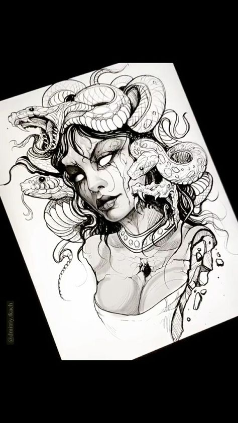 Medusa Tattoo Stencil, Gotik Tattoo, Medusa Tattoo Design, Medusa Art, Muster Tattoos, Mythology Tattoos, Medusa Tattoo, Tattoo Stencil, Tattoo Art Drawings