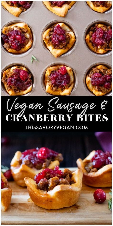 Cranberry Bites, Resep Vegan, Vegan Apps, Vegan Appetizers Recipes, Vegan Appetizer, Vegan Party Food, Vegan Holiday Recipes, Vegan Christmas Recipes, Holiday Dishes