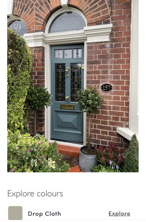 Farrow And Ball Inchyra Blue, Front Doors Uk, Victorian Front Doors, Inchyra Blue, Blue Front Door, Beautiful Front Doors, Painter And Decorator, Farrow And Ball, House Front Door