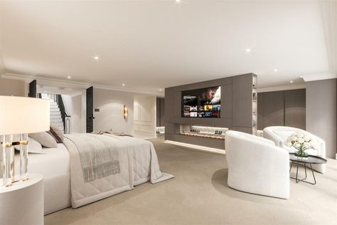 Bedroom With Couch And Tv, Bedroom With Tv, Big Bedrooms, House Addition, Big Tv, Bedroom Couch, Tv In Bedroom, Home Additions, Large Bedroom