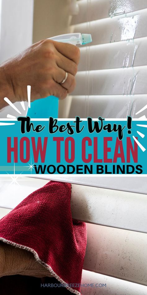 Ever noticed how our wooden blinds can become a dusty, greasy mess over time? Don't worry, we've all been there. Grab your coffee, because today I'll show you a  step-by-step tutorial on how to clean wooden blinds and make them look brand spankin' new. It takes a few minutes to do it properly, but you'll thank yourself in the end. You'll be so pleased with the outcome! Cleaning Wooden Blinds, How To Clean Wood Blinds, How To Clean Wooden Blinds, Cleaning Blinds Faux Wood, How To Clean Blinds, Cleaning Blinds Easy, Cleaning Mini Blinds, Cleaning Wood Blinds, Clean Blinds