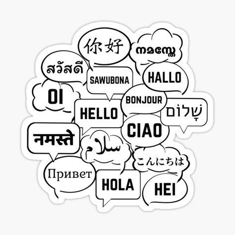 This design speaks so many languages! Russian, Zulu, Thai, Portuguese, German, Chinese, English, Arabic, Hebrew, Hindi, Japanese, Malayalam, Russian and others. The word is "Hello" in the different alphabets or writing systems. A wonderful gift for anyone • Millions of unique designs by independent artists. Find your thing. Hello In Different Languages, Gcse Physics, Different Alphabets, Hello Design, Job Inspiration, Funny Stickman, Russian Quotes, Sticker Design Inspiration, Lover Sticker