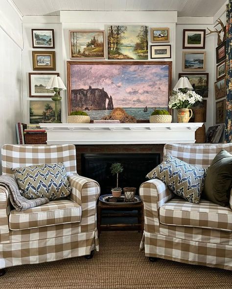 Bambi Lynn Costanzo ~ May Hill (@number131) • Instagram photos and videos Fireplace Gallery Wall Ideas, Gallery Wall Above Mantle, English Gallery Wall, Gallery Wall Around Fireplace, Large Art Gallery Wall, Fireplace Gallery Wall, Eclectic Gallery Wall Ideas Living Room, Gallery Wall Above Fireplace, Gallery Wall Fireplace