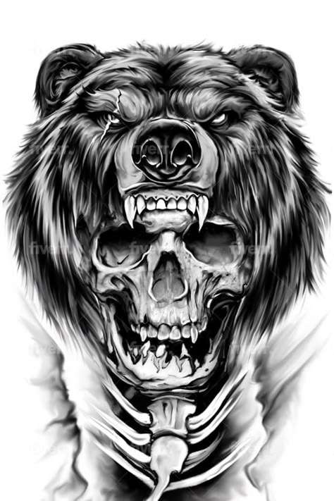 Bear Knee Tattoo Men, Alaskan Sleeve Tattoo, Grizzly Bear Hand Tattoo, Bear Leg Tattoo Men, Bear And Skull Tattoo, Bear Tattoos For Men Leg, Bear Wolf Tattoo, Animal Chest Tattoo Men, Bear Tattoo Stencil