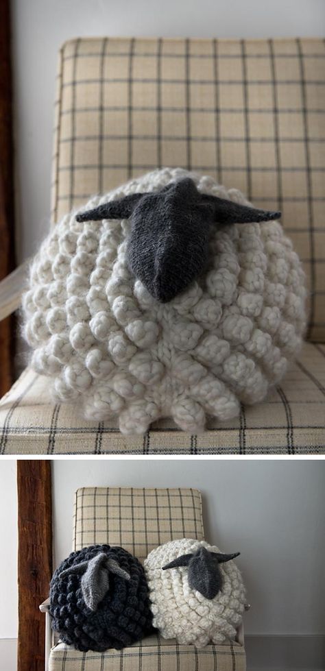 Pictures Of Sheep, Bobble Stitch Tutorial, Sheep Pillow, Purl Bee, Crochet Sheep, Sewing Stuffed Animals, Purl Soho, Lambada, Knit Pillow