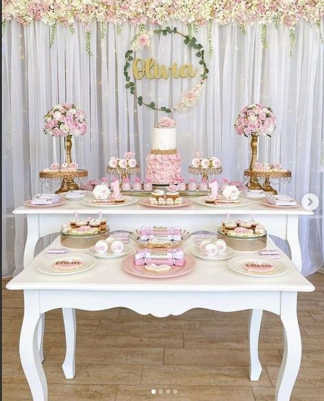 First Birthday Candy Table, Birthday Candy Table, Birthdays Decorations, Baby Shower Cake Table, Baby Shower Candy Bar, Quince Decorations, 1st Communion, Baby Blessing, First Birthday Party Themes