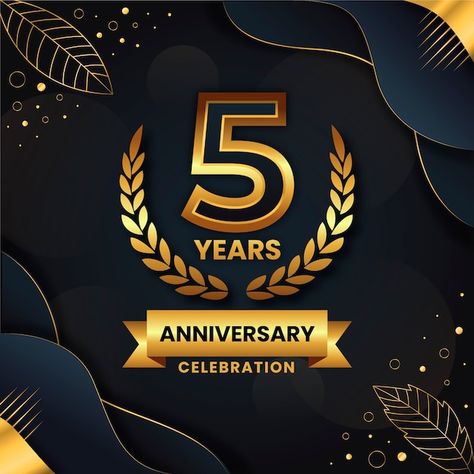 Gradient 5 years anniversary or birthday... | Premium Vector #Freepik #vector #5th-birthday #anniversary-template #5-anniversary #5th Anniversary Template, 5 Anniversary, Happy Diwali Images Hd, 8 Year Anniversary, Anniversary Poster, Carousel Post, 7 Year Anniversary, Company Anniversary, Ten Year Anniversary