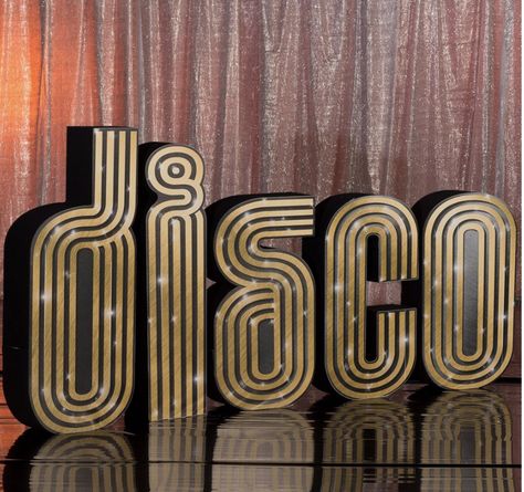 Disco Backdrop, Disco Letters, Disco Font, Disco Theme Parties, Large Party Props, Soul Train Party, 70s Party Theme, Studio 54 Party, 70s Theme Party