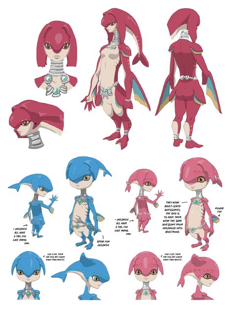 Adult and Child Zora Art from The Legend of Zelda: Breath of the Wild #art #artwork #videogames #gameart #conceptart #illustration #legendofzelda #breathofthewild #zeldabreathofthewild #zelda Zora Breath Of The Wild, Zora Concept Art, Zora Zelda Art, Legend Of Zelda Oc Male, Zora Reference, Zora Character Design, Loz Zora, Zora Legend Of Zelda, Breath Of The Wild Characters