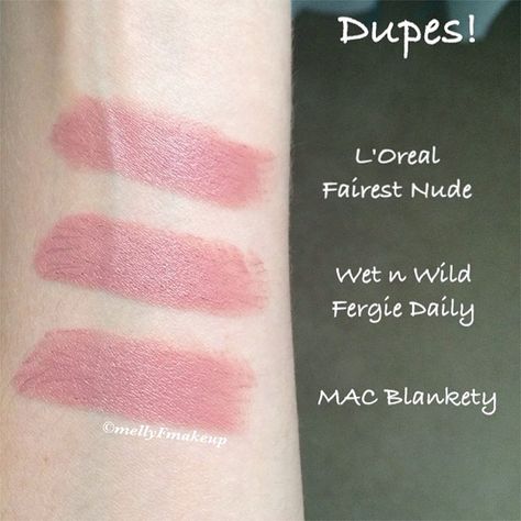 Dupes for MAC Blankety. Like what you see? Follow my instagram @mellyfmakeup for more! Mac Blankety, Velvet Teddy Mac, Mac Brave, Makeup Pinterest, Makeup Tutorial Mac, Mac Makeup Looks, Best Mac Makeup, Mac Velvet Teddy, Mac Lipsticks