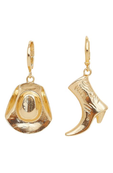 Petit Moments Faye Mismatched Western Drop Earrings available at #Nordstrom Cowgirl Core, Bear Woman, Coastal Cowboy, Boot Charms, Eras Tour Fits, Made By Mary, Sustainable Accessories, Western Style Outfits, Go West