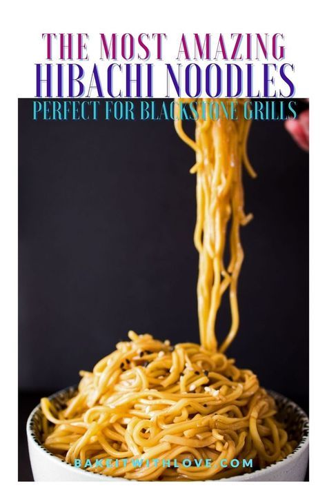 Easy Hibachi Noodles, Hibachi Noodles Recipe, Easy Hibachi, Hibachi Noodles, Outdoor Griddle Recipes, Noodles Japanese, Hibachi Recipes, Noodle Bake, Fried Noodle