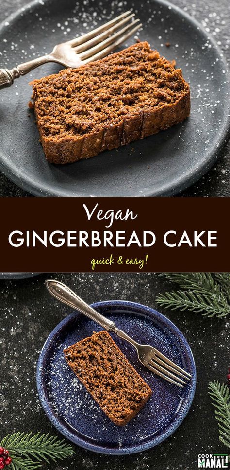 Hot Chocolate Vegan, Soft Gingerbread Cookies, Vegan Gingerbread, Ginger Cake, Vegan Cake Recipes, Gingerbread Cake, Christmas Cakes, Vegan Christmas, Quick Desserts