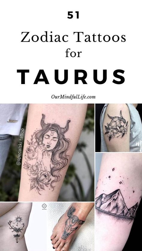 Virgo Taurus Tattoo, Feminine Taurus Tattoo Ideas, Taurus And Libra Tattoo, Zodiac Signs Taurus Tattoos, Unique Taurus Tattoo Ideas For Women, Taurus Sign Tattoo For Women, Tattoo Zodiac Taurus, Taurus Woman Tattoo, Taurus Tattoo Design