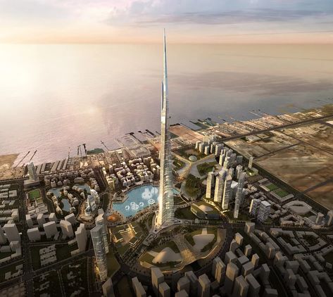 Jeddah Tower, Kingdom City, Construction Area, Skyscraper Architecture, Serviced Apartments, Red Sea, Jeddah, Cn Tower, Interior Architecture Design