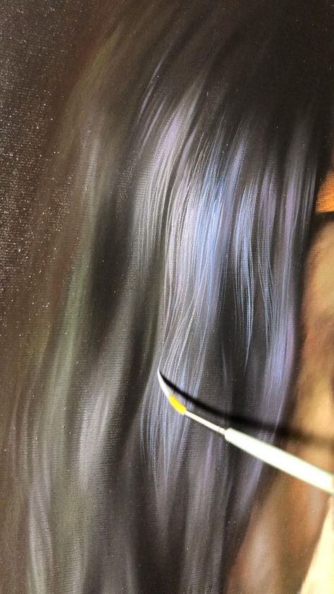 How To Paint Hair Acrylic, How To Paint Hair, Oil Art Painting Ideas, Oil Painting Hair, Hair Painting Tutorial, Painting Ideas 2023, Oil Painting Videos, Inspiration Draw, Drawing Horses