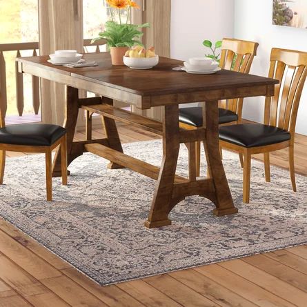 Loon Peak® Hayashi Counter Height Extendable Mango Trestle Dining Table | Wayfair Counter Height Kitchen Table, Counter Height Pub Table, Farmhouse Inspired Decor, Kitchen Technology, Trestle Dining Table, Drop Leaf Dining Table, Counter Height Dining Table, Trestle Dining Tables, Stylish Tables