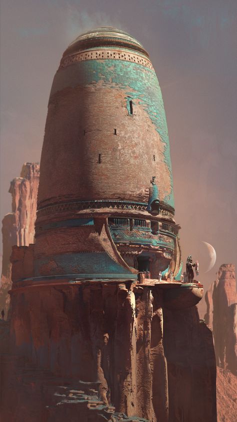 ArtStation - Desert Temple Desert Temple, Steampunk City, Fantasy Architecture, Sci Fi Architecture, Female Samurai, Temple Architecture, Steampunk Art, Environment Design, Environment Concept Art