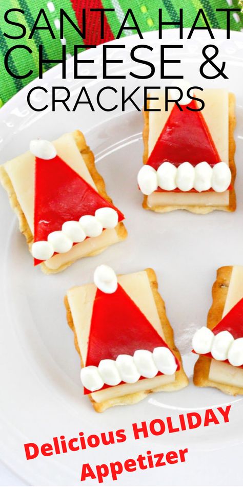 A fun holiday appetizer that looks like Santa's hat! These cheese and cracker snacks feature a red bell pepper and some cream cheese for a festive look everyone will love! Easy Corn Pudding, Crackers And Cheese, Blueberry Scones Recipe, Bread Pudding Easy, Sweet Potato Casserole Easy, Canning Sweet Potatoes, Vegetarian Comfort Food, Chocolate Chip Bread, Cheese And Crackers