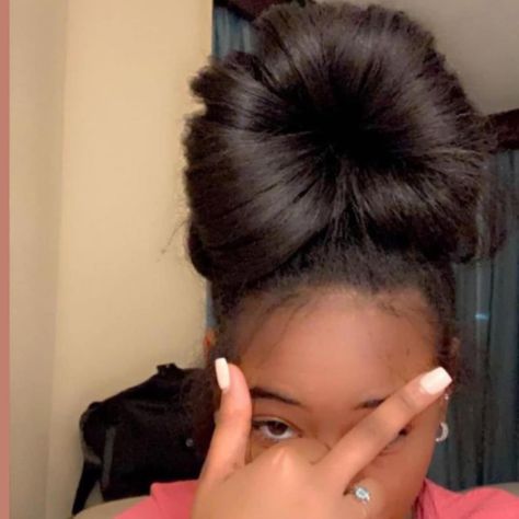 Def a top tier quick & easy hairstyle😂🩷 Was this you? #naturalhairproblems #girlscanrelate #baddieposts Slick Back Bun With Chopsticks, Straight Backs With Curls In A Bun, Curly Hair With Chopstick, Cinnamon Bun Hairstyle, Fan Bun Black Women, Sleek Bun With Bangs Black Women, Easy Hairstyles Straight Hair, Chopstick Bun, Fan Bun